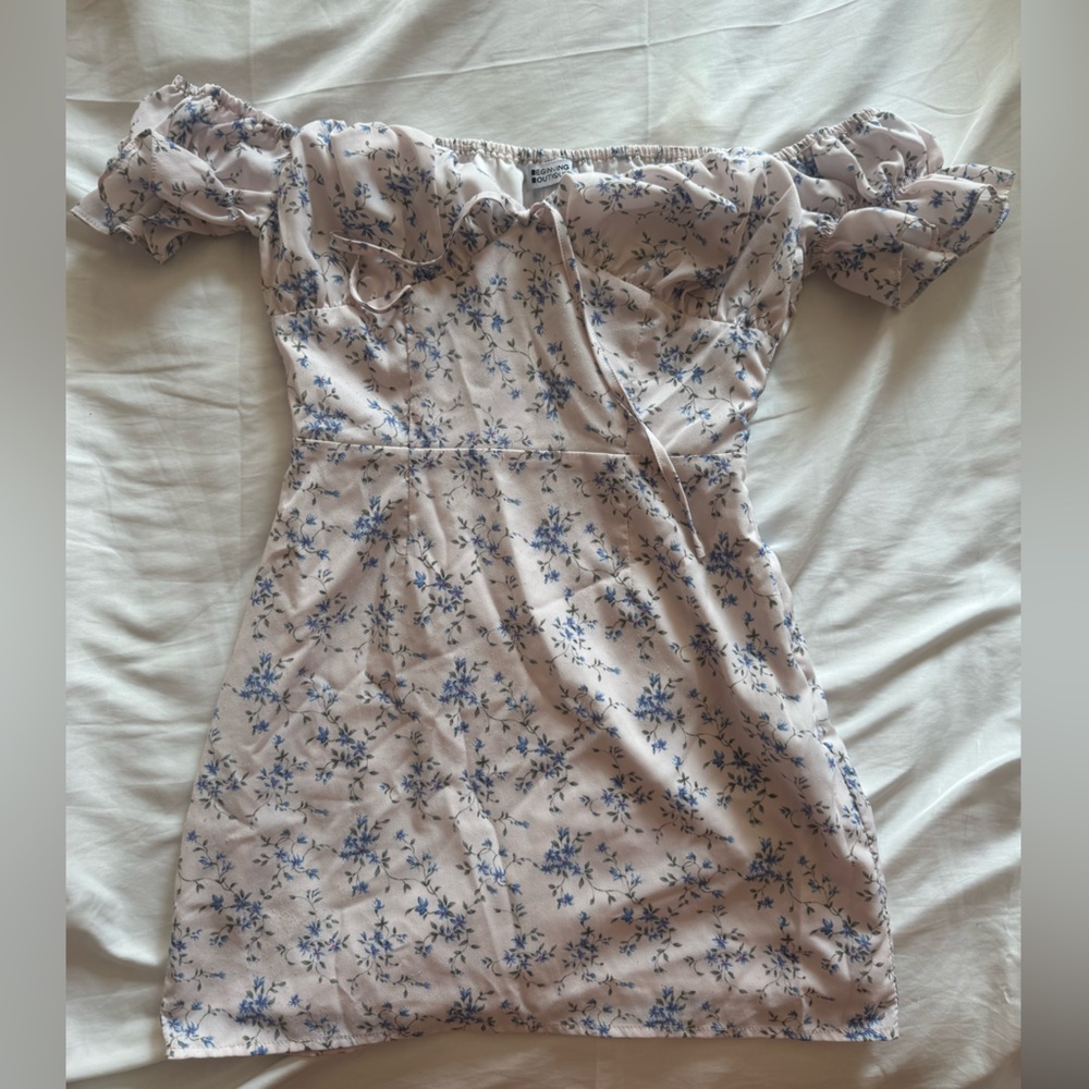 Beginning Boutique off the shoulder floral mini dress